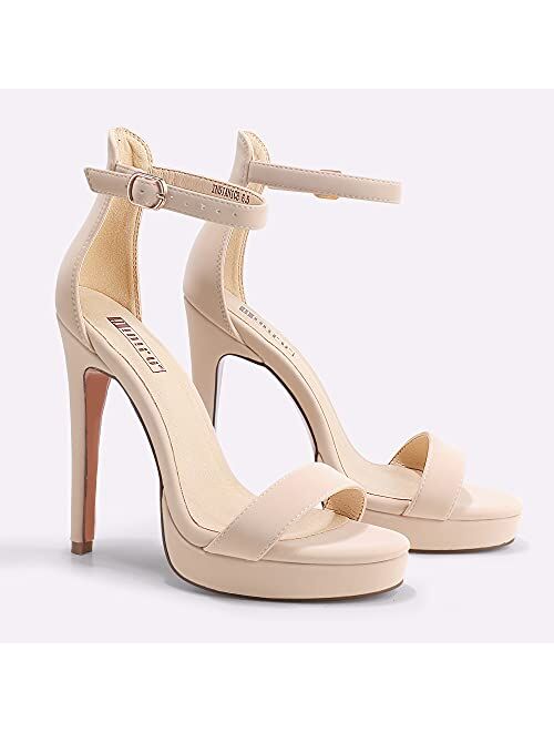 IDIFU Women's Stiletto High Heel Sandals Platform Open Toe Ankle Strap Dress Shoes for Women Bride Ladies in Wedding Bridal Party Homecoming
