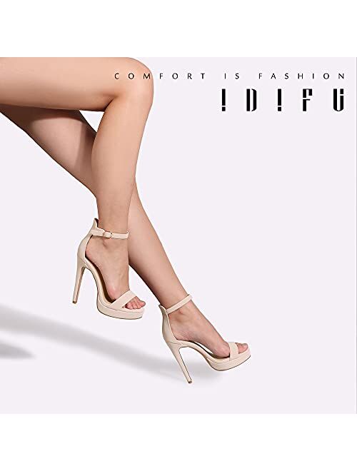 IDIFU Women's Stiletto High Heel Sandals Platform Open Toe Ankle Strap Dress Shoes for Women Bride Ladies in Wedding Bridal Party Homecoming
