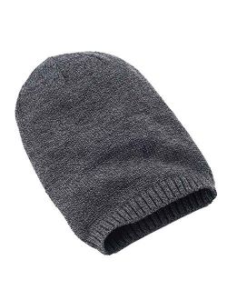 Men Marled Black Slouchy Beanie Knit Hat One Size YUP53CW07