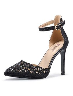 Women Pumps IN4 Candice Bride Shoes Stiletto Heels Closed Toe Bling Glitter Dress Pumps Shoes for Wedding Evening Party