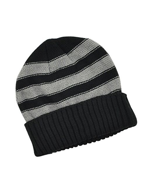 Urban Pipeline Black/Grey Striped Winter Watch Hat Beanie for Men