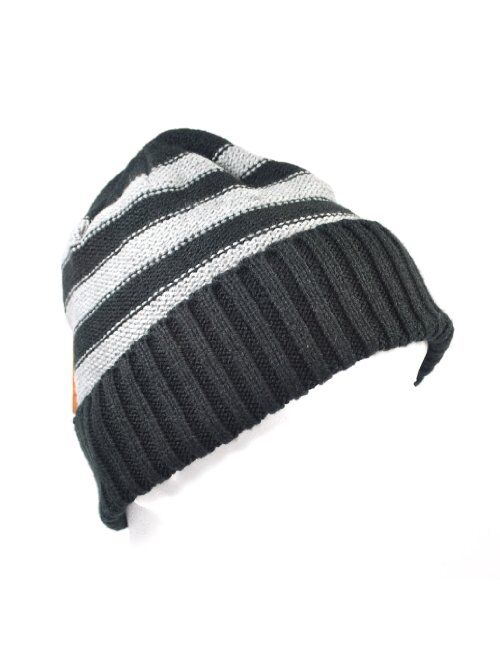 Urban Pipeline Black/Grey Striped Winter Watch Hat Beanie for Men