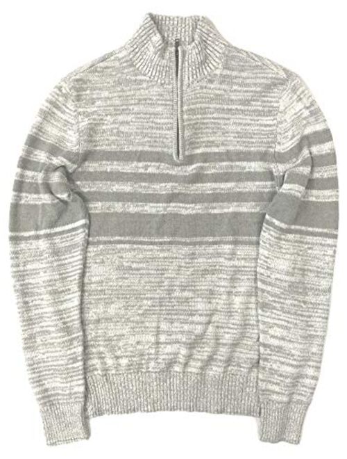 Urban Pipeline Mens Gray Speckle Stripe Quarter Zip Sweater Top