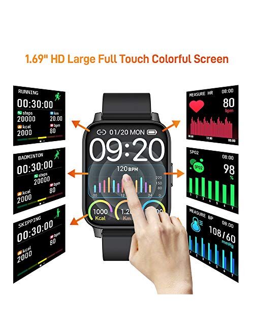 chalvh Smart Watch for Women, 1.69" Touch Screen Smartwatch for Phone Android, IP67 Waterproof Fitness Tracker with Heart Rate Monitor and Sleep Monitor, Activity Tracker