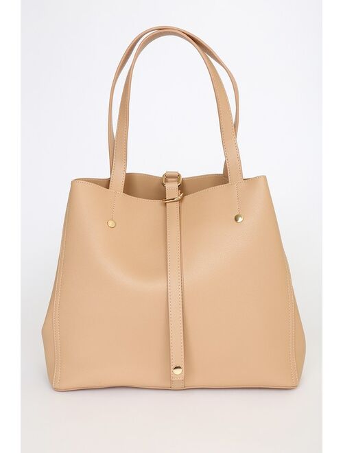 Lulus Back to Business Tan Shoulder & Handbag