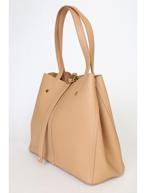 Lulus Back to Business Tan Shoulder & Handbag