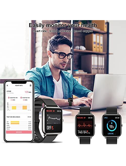 Smart Watch, mebossco Fitness Tracker for Women Men, 1.69 Inch Smartwatch with Sleep Heart Rate Monitor, IP68 Waterproof Sports Watch with Step Counter, Fitness Watch for