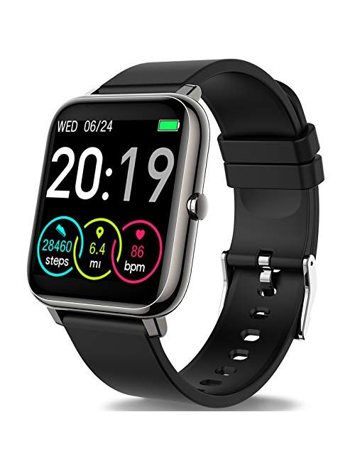 Rinsmola 2021 Smart Watch for Android/iOS Phones, 1.4" Full Touch Screen Fitness Tracker, Smartwatch for Men Women Heart Rate Monitor, Step Counter, Waterproof Fitness Wa