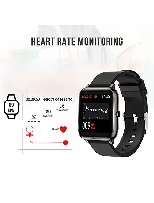 Rinsmola 2021 Smart Watch for Android/iOS Phones, 1.4" Full Touch Screen Fitness Tracker, Smartwatch for Men Women Heart Rate Monitor, Step Counter, Waterproof Fitness Wa