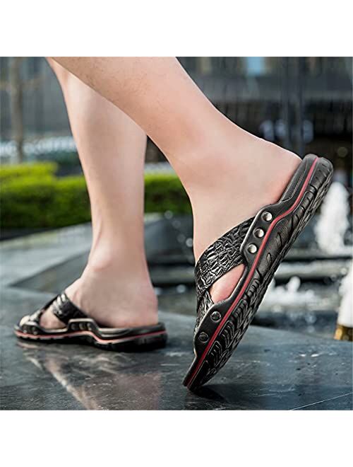 GSLMOLN Mens Cross Slides Ultralight Leather Sport Sandals Summer Slipper Shoes for Indoor & Outdoor Use