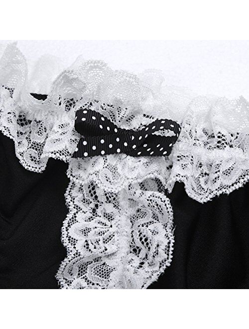YiZYiF Mens Adult Frilly Lace Ruffled Crossdress Sissy Panties Maid Briefs Underwear Bloomers
