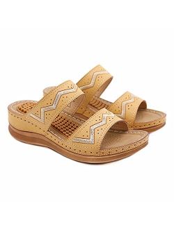 Women Summer Sandals Beach Wedge Sandals Ladies Comfy Peep Toe Platform Dress Shoes