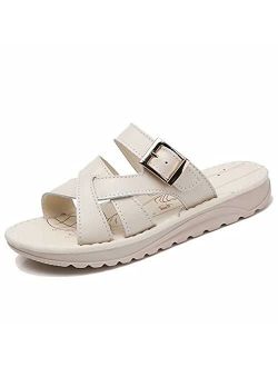 Women's Slide Flat Sandals Spring Summer Soft Slipper Shoes for Indoor & Outdoor Use