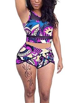 Womens Plus Size African Print Inspired Two Piece Bikini Bathing Suit from L-4XL