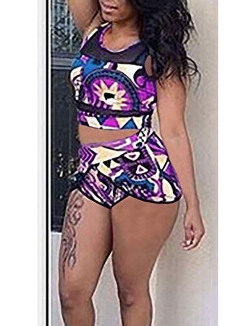 PiePieBuy Womens Plus Size African Print Inspired Two Piece Bikini Bathing Suit from L-4XL