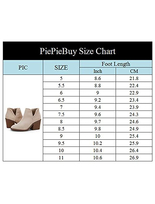 PiePieBuy Womens Ankle Boots Chunky Stacked Heel Slip on Shoes Faux Suede Side Zipper Casual Western Booties
