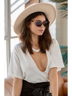 Women Eye Spy Beige Wool Wide-Brim Beach Hat