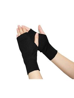 Olyer Women's Fingerless Gloves Stretchy Knitted Cashmere Winter Warmer Gloves Unisex