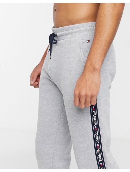 Tommy Hilfiger authentic cuffed lounge sweatpants side logo taping in gray marl