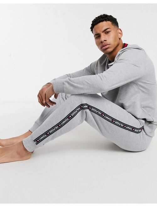 Tommy Hilfiger authentic cuffed lounge sweatpants side logo taping in gray marl