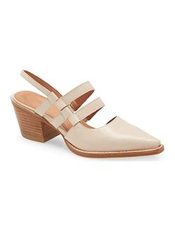 Women's Mules Shoes Low Stacked Heel Double Straps Square Closed Toe Faux Leather Sandals