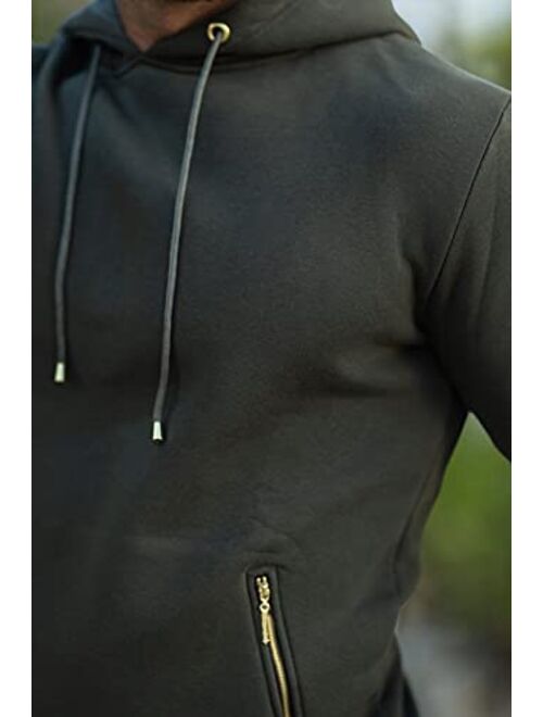 PiePieBuy Men's Athletic Hoodie Sport Workout Sweatshirt Drawstring Hooded with Zipper Pockets