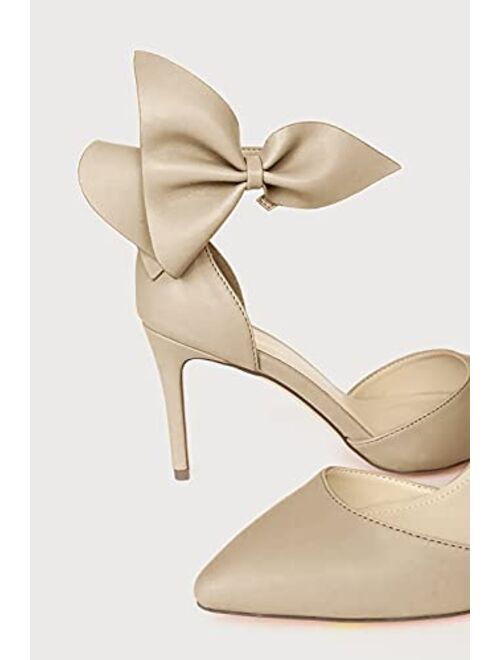 PiePieBuy Women's Pointed Toe Stiletto High Heels Ankle Strap Pumps Bow Tie Wedding Dress Shoes Summer Sandals