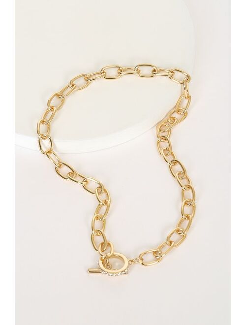 Lulus J'Adore Me Gold Chain Necklace