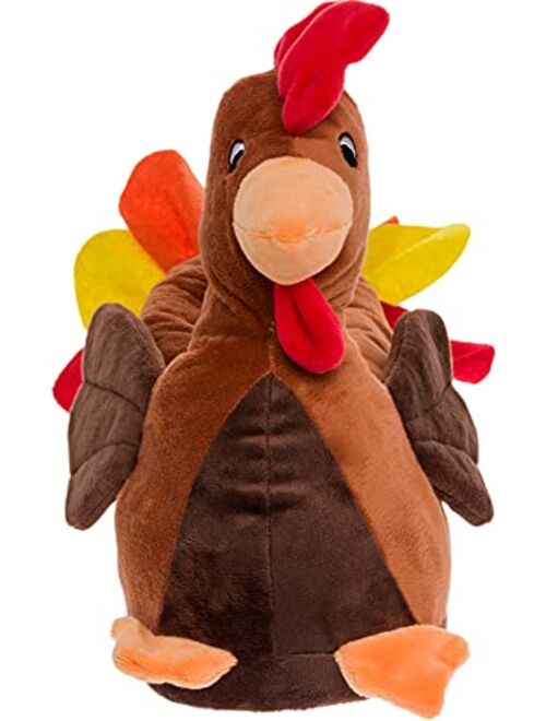 FUNZIEZ! - Turkey Slippers - Thanksgiving House Shoe - Stuffed Animal Slippers