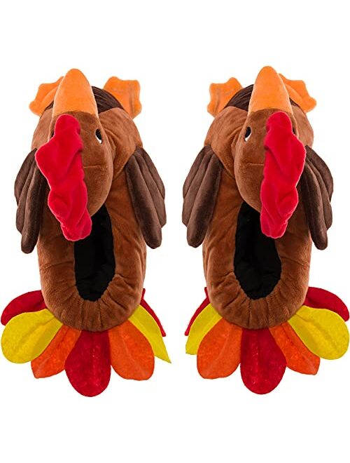 FUNZIEZ! - Turkey Slippers - Thanksgiving House Shoe - Stuffed Animal Slippers