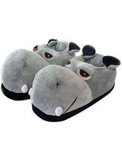 Stone mice Cotton slippers adult and children hippo slippers plush animal slippers gray