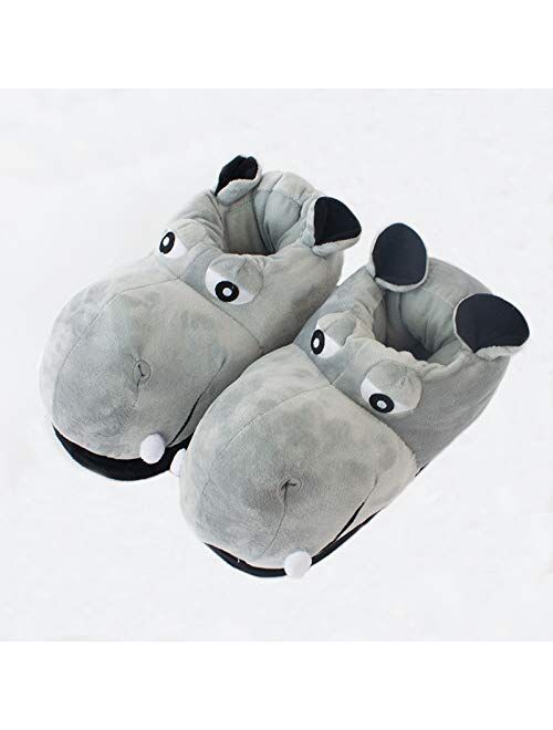 Stone mice Cotton slippers adult and children hippo slippers plush animal slippers gray