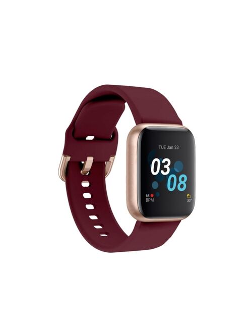 iTouch Air 3 Women's Touchscreen Smartwatch Fitness Tracker: Rose Gold Case with Merlot Strap 40mm