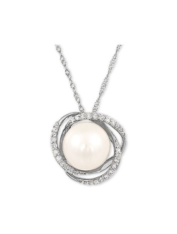 Honora Cultured Freshwater Pearl (8mm) & Diamond (1/8 ct. t.w.) 18" Pendant Necklace in 14k Yellow Gold or White Gold