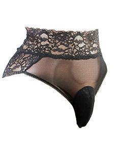 mens lace underwear briefs sissy pouch panties for men QD -- (black, XL)
