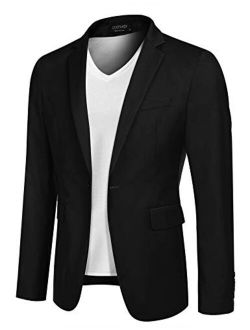 Mens Sport Coat Casual Blazer One Button Business Suit Jacket
