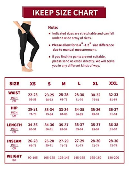 iKeep Leggings with Pockets for Women, Tummy Control Workout Leggings, High Waisted Yoga Pants with Pockets for Women