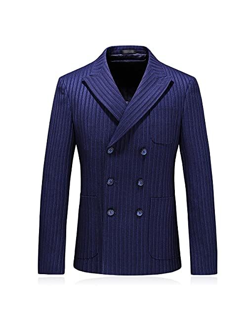Mens Suits 3 Piece Slim Fit Suit Double Breasted Pinstripe Suit Jackets Blazer Formal Wedding Suit Tuxedo