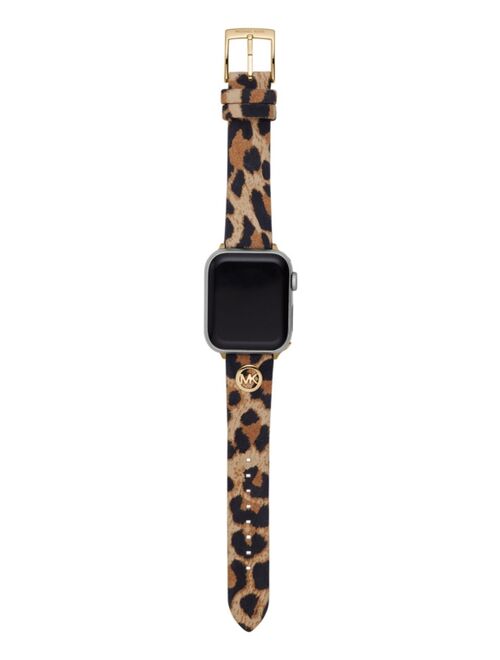 Michael Kors Women's Logo Charm Animal Print Leather Apple Watch Band, 38mm or 40mm