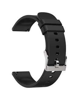 Donerton Smart Watch Bands, 20mm Replacement Adjustable Smartwatch Straps for P22 P32 P36 Sport Watch, Soft Silicone Strap Wristband Accessory for Smart Watch, Black, Pin