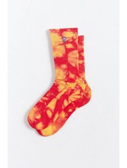 Embroidered Flower Tie-Dye Crew Sock