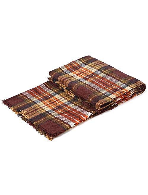 Zando Womens Winter Scarf Tassel Plaid Scarf Chunky Blanket Scarves Soft Lightweight Blanket Thick Large Wrap Shawl 2