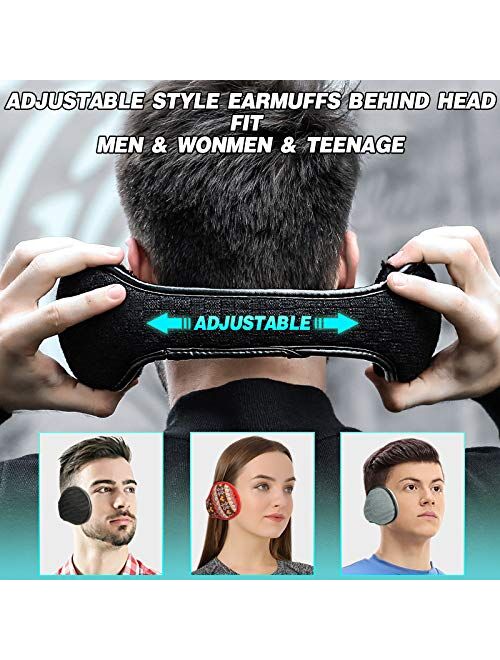 Winter Ear Muffs for Women Men (2 Pack/ 1 Pack) Foldable Behind the Head Ear Warmer for Outdoor