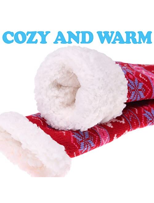 SDBING Women's Winter Super Soft Warm Cozy Fuzzy Snowflake Deer Fleece-lined With Grippers Slipper Socks