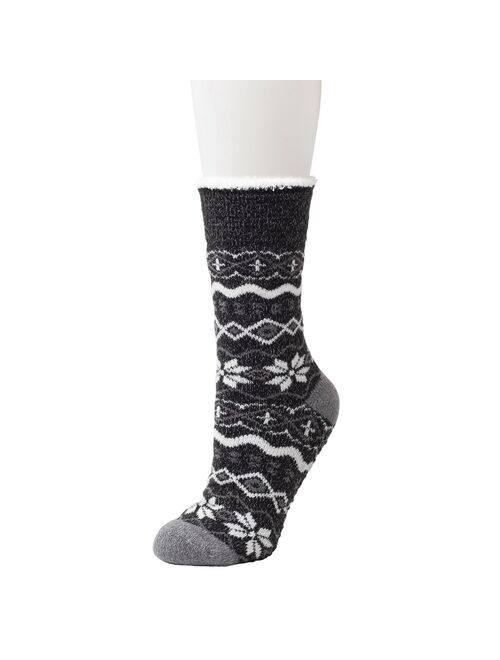 Women's Cuddl Duds Fairisle Snowflake Slipper Socks