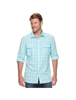 Modern-Fit Plaid Roll-Tab Long Sleeves Shirt