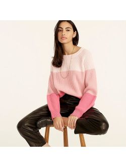 Ribbed-cashmere relaxed crewneck sweater in colorblock