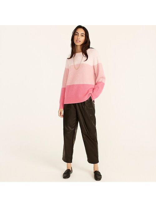 J.Crew Ribbed-cashmere relaxed crewneck sweater in colorblock