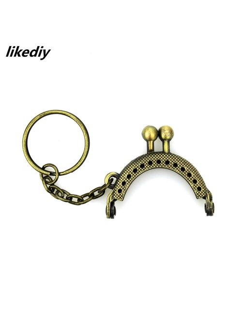 20 Pcs/Lot 4 CM Bronze/Silver/Golden/Gun Black Half Round Metal Purse Frame Kiss Clasp Lock With Key Ring Bag Accessories