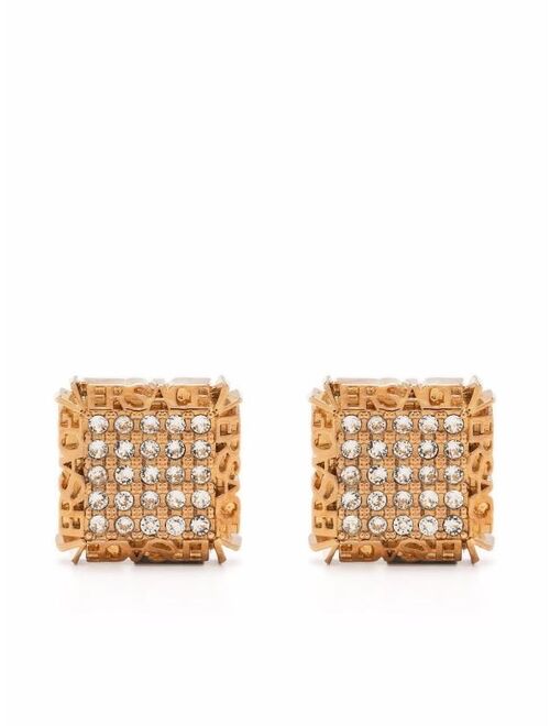 Versace crystal-embellished logo earrings
